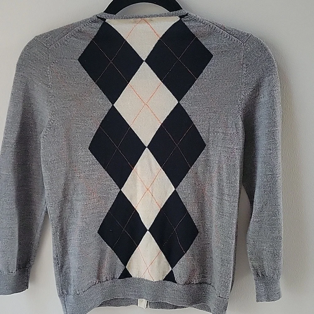 J. Crew Argyle Vintage Wool Cardigan Sweater Size‎ M